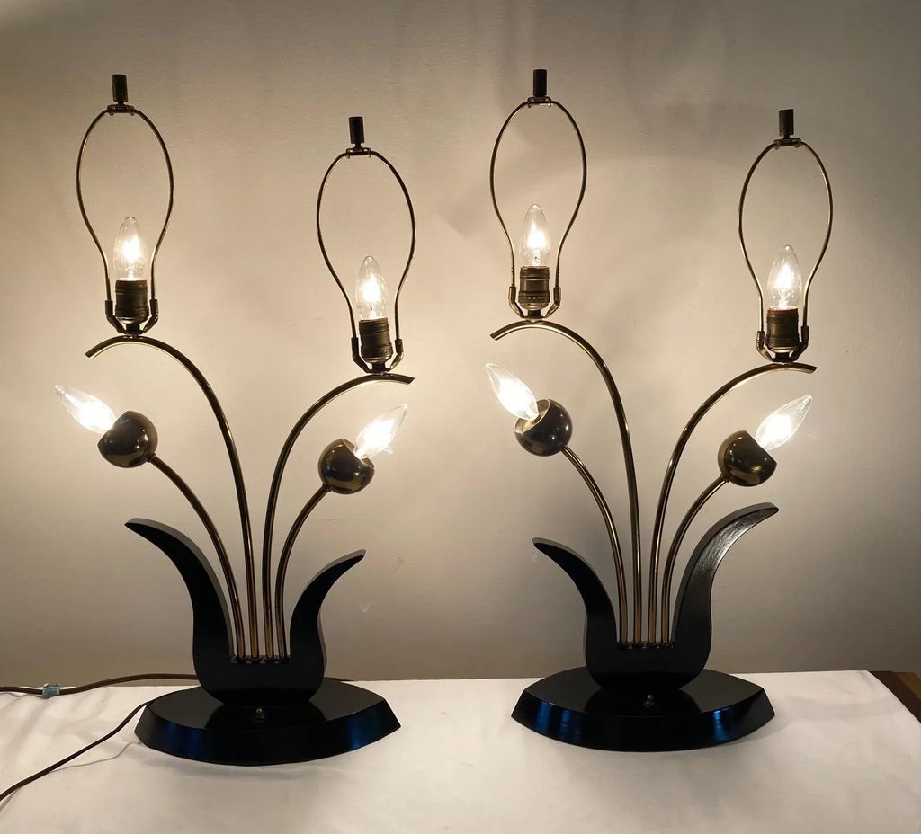 Vintage Mid Century Modern 50s Majestic Lamp With Two Shades 