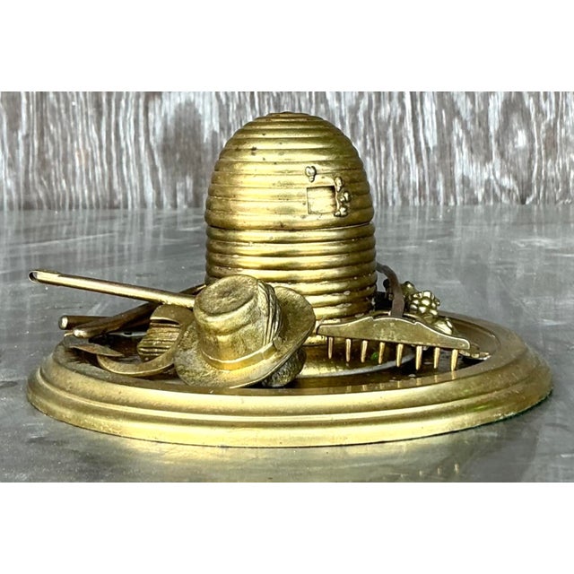 Metal Vintage Boho Brass Honey Pot For Sale - Image 7 of 16