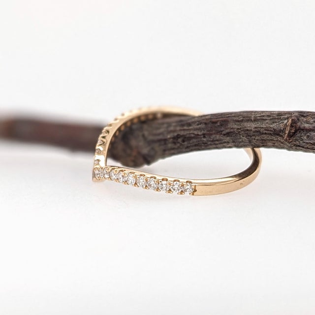 Stackable Diamond Shadow Band in 14k Solid Gold: Dainty Fine Jewelry Ring, Size 6.75 For Sale - Image 9 of 10