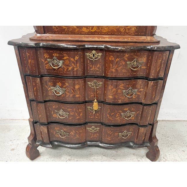 Dutch Inlaid Wood 2-Body Display Cabinet, 19th Century For Sale - Image 13 of 18