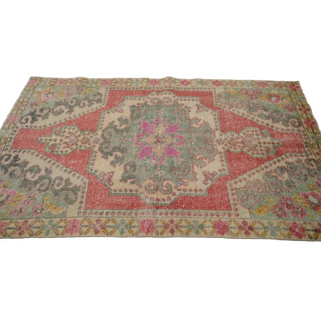 Vintage Turkish Rug-3′11″ × 6′9″ For Sale - Image 4 of 7