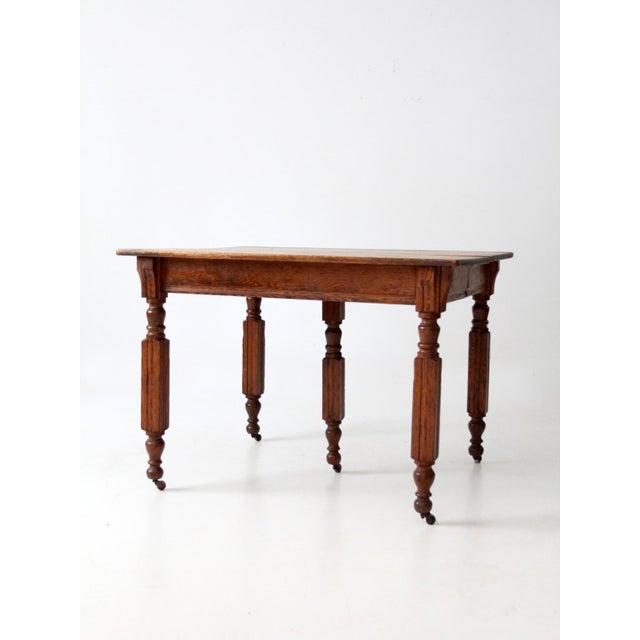 Farmhouse Antique Five Leg Dining Table For Sale - Image 3 of 15