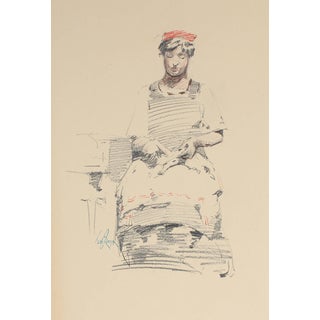 John Whitworth Robson Seated Parisian Woman, Charcoal Drawing, Circa 1905 Circa 1905-1909 For Sale