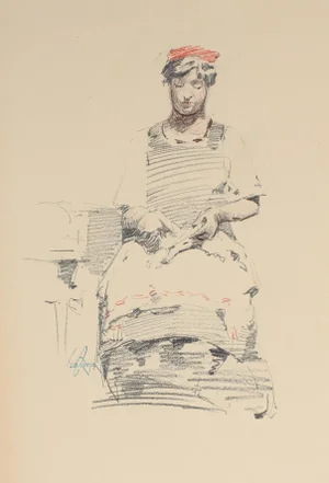 John Whitworth Robson Seated Parisian Woman, Charcoal Drawing, Circa 1905 Circa 1905-1909