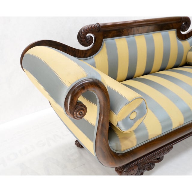 Mint Condition Empire Sofa Sette Loveseat Couch Fine Carved Details Lions Feet For Sale - Image 9 of 16