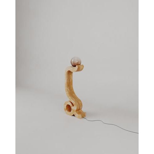 Giallo Siena Marble Lucerna Lamp by Esther Knopfler For Sale - Image 4 of 17