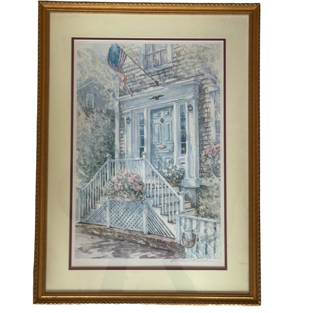 This watercolor symbolizes the very fabric of the American dream of the serenity and grace of the entry of home painted...