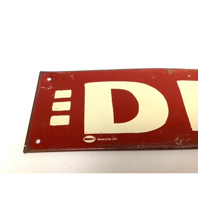 Vintage Mummert Metal Tin Diner Sign Red & White Made in the Usa For Sale - Image 4 of 4