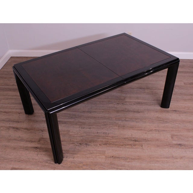 Henredon Scene Three Black Lacquer and Burl Wood Dining Table Chairish