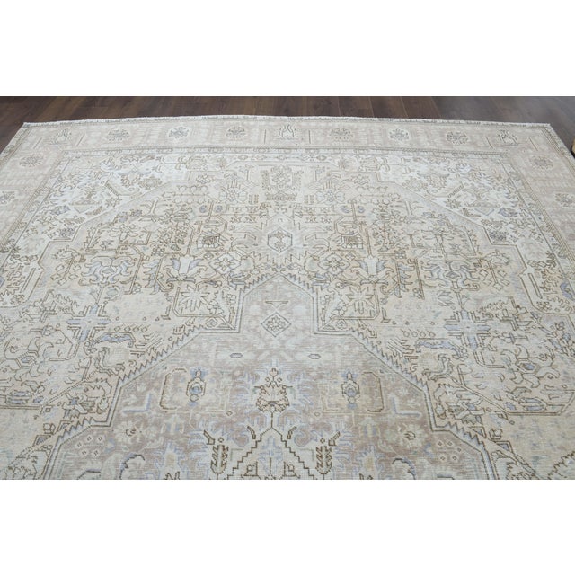1970s 1970s Vintage Persian Handmade Wool Cotton Beige Area Rug For Sale - Image 5 of 11