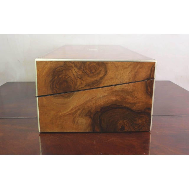 Large Antique Campaign Burr Walnut Writing Box, 1870 For Sale - Image 6 of 11