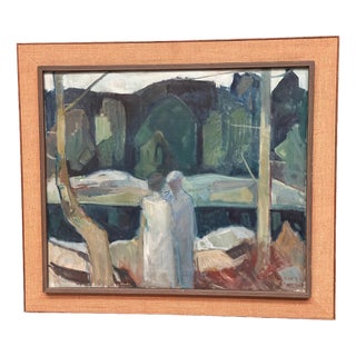 Nis Stougaard, Gudhjem, Bornholm, 1965, Oil on Canvas, Framed For Sale