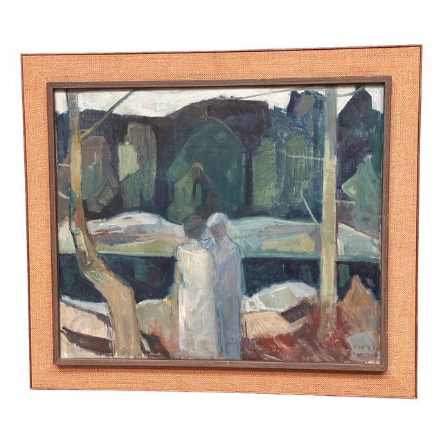 Nis Stougaard, Gudhjem, Bornholm, 1965, Oil on Canvas, Framed For Sale