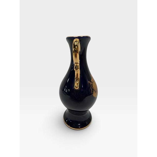 Late 20th Century French Limoges Castel Cobalt Porcelain Miniature Amphora Vase – Fragonard Scene For Sale - Image 5 of 7