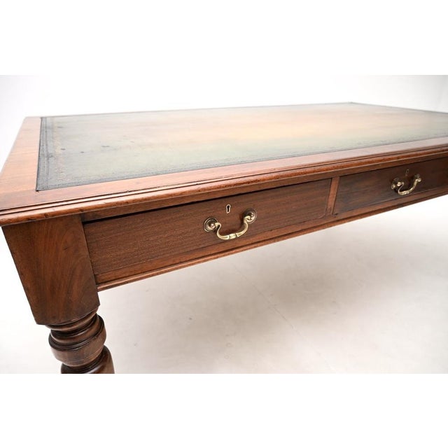 Large Antique Victorian Walnut Library Table, 1860 For Sale - Image 11 of 14