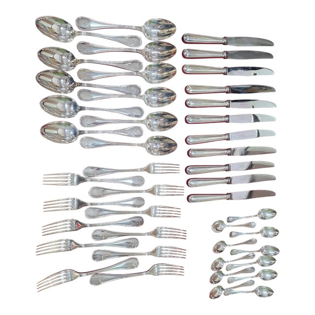 1970s Christofle Albi Silver Plated Flatware - 44pcs For Sale
