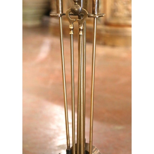 Mid-Century English Brass Golf-Themed Fireplace Serviteur Tool Set For Sale - Image 4 of 11