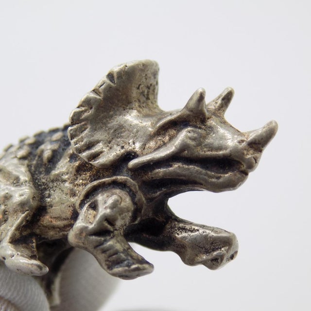 Silver Vintage Italian Handmade Silver Triceratops Dinosaur Figurine, 1960s For Sale - Image 8 of 12