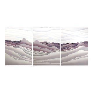 1980s "Glacial Cirque I, II and III" Minimalist Landscape Triptych Serigraph with Airbrushing by John Martineau - Set of 3 For Sale