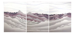 1980s "Glacial Cirque I, II and III" Minimalist Landscape Triptych Serigraph with Airbrushing by John Martineau - Set of 3
