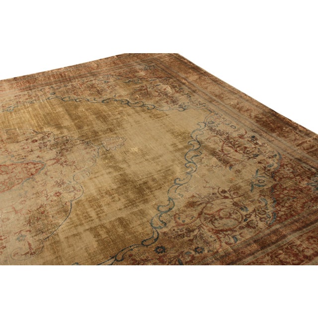 Traditional Hand-Knotted Antique Tabriz Persian Rug, Gold and Beige-Brown Medallion Pattern For Sale - Image 3 of 5
