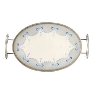 Porcelain & Silver-Plate Gallery Tray For Sale