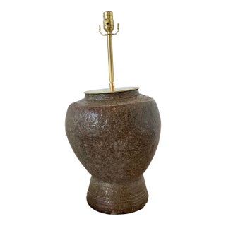 Vintage Biomorphic Glazed Terracotta Lamp For Sale