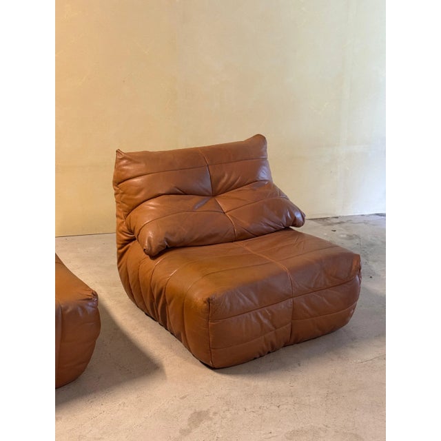 1970s Cognac Leather Panto Lounge Chairs by Marc Held for Dunlopillo, 1970s, Set of 2 For Sale - Image 5 of 10