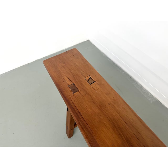 Vintage Walnut Bench, 1950s For Sale - Image 16 of 18