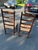 Set of 2 Vintage Dark Wood and Rush Seat Ladder Back Chairs For Sale - Image 10 of 10