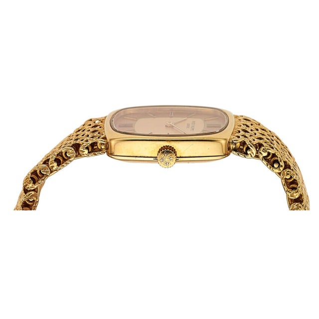 Vintage Patek Philippe 18k Gold Ladies Champagne Dial Mesh Bracelet Watch For Sale - Image 12 of 14