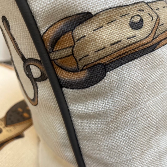 Contemporary Equestrian Themed Custom Pillows- a Pair For Sale - Image 4 of 12