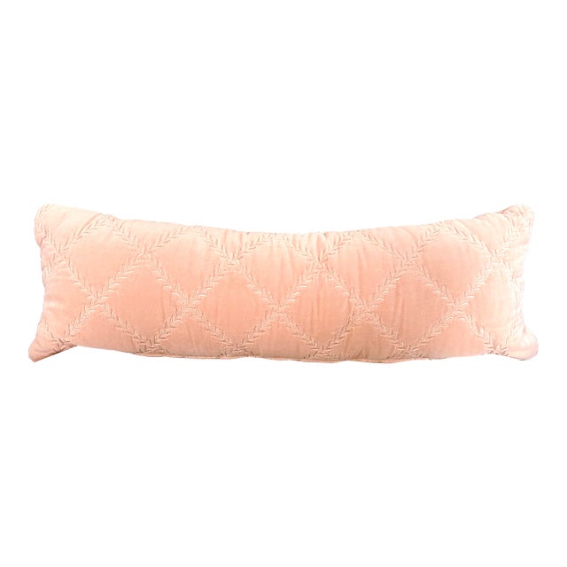 Bella Notte Long Cotton Velvet Lumber Pillow in Pearl For Sale