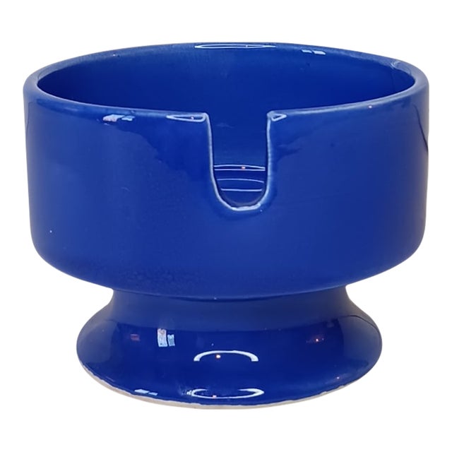 Vintage Retro Personal Ashtray Ceramic Blue by Fitz and Floyd Deep Bowl - MCM For Sale