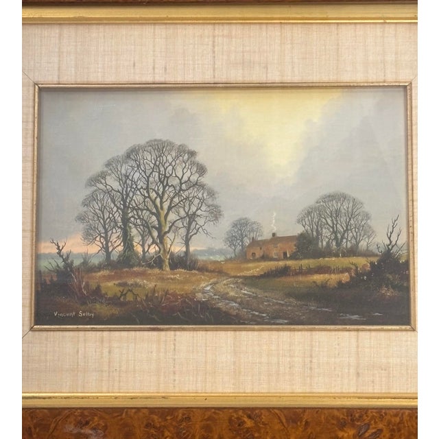 Wood Vintage English Oil on Board Landscape by Vincent Selby For Sale - Image 7 of 9