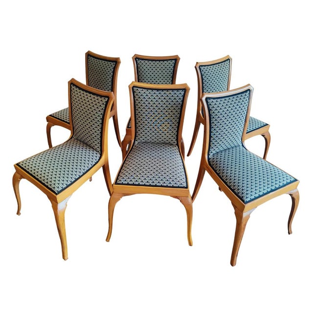 Tan Vintage German Art Deco Dining Chairs in Pear Wood, 1890s, Set of 6 For Sale - Image 8 of 8