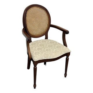 Bombay Company Traditional Oval Cane-Back Armchair For Sale