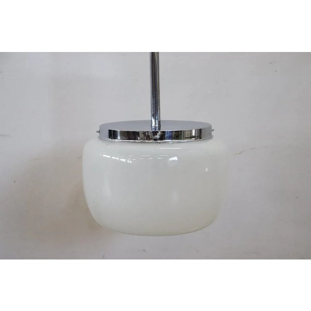 Opaline Glass and Chrome Pendant Light, 1960s For Sale - Image 9 of 11