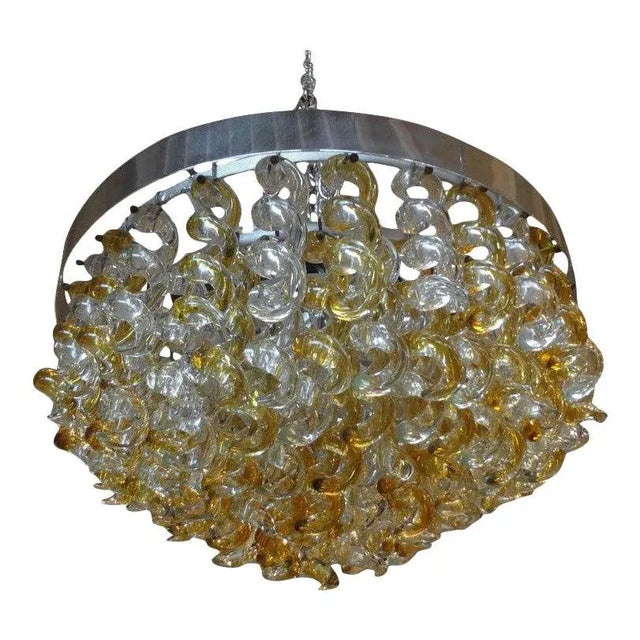 1960's Murano Glass Chandelier by Mazzega For Sale - Image 10 of 12
