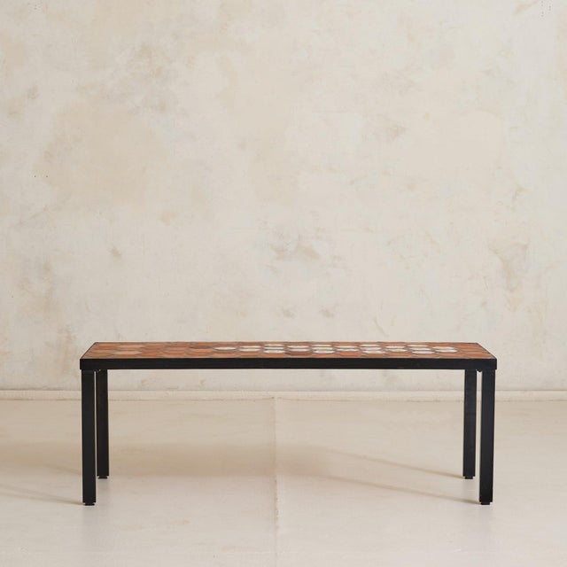 Ceramic French Hexagonal Floral Ceramic Tile Coffee Table by Roger Capron No. 02, 1950s For Sale - Image 7 of 11
