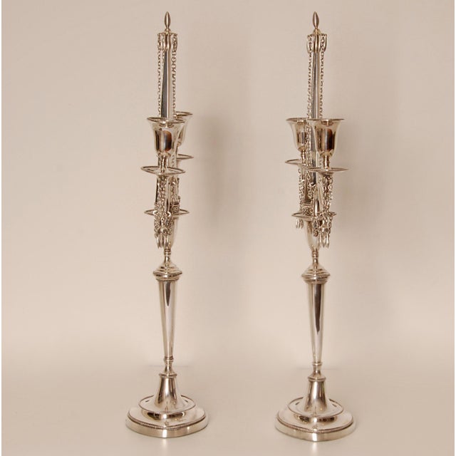 Castle Antiques & Design Empire Candelabras Antique Silver Napoleonic Obelisk a Pair For Sale - Image 4 of 14