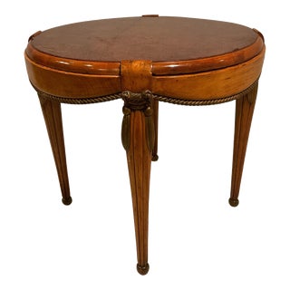 Small 1930s French Burl Wood Tassel Rope Side Table For Sale