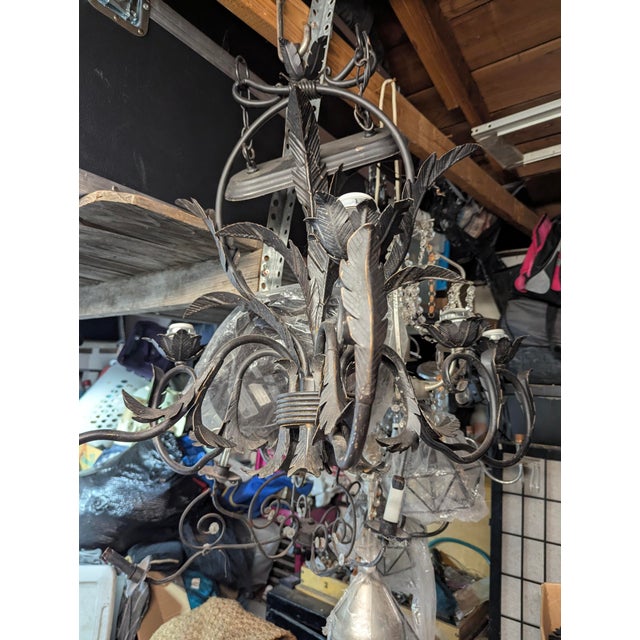 Metal 19th Century French Style Hand-Forged Wrought Iron 5-Light Chandelier For Sale - Image 7 of 16