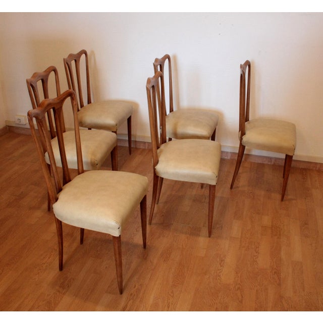 Mid-Century Modern Italian Chairs in White Faux Leather, 1960s, Set of 6 For Sale - Image 9 of 16
