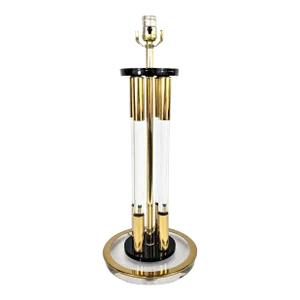 Clearlite by Bauer Lucite and Brass 4 Column Table Lamp Vintage