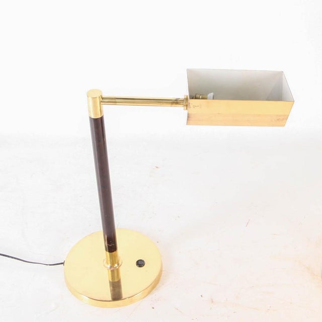 Mid-Century Brass and Wood Lamp, 1980s For Sale - Image 10 of 11