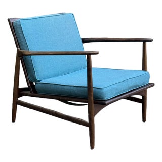 Kofod Larsen for Selig Mid Century Walnut Lounge Chair For Sale