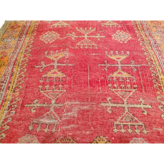 Textile Vintage Turkish Anatolian Prayer Rug, Handwoven Wool, Early 1900s, Red, 4' x 6' For Sale - Image 7 of 13