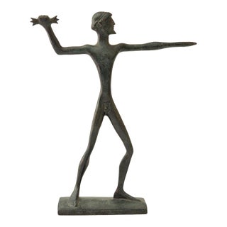 1980s Greek Bronze Zeus Statuette For Sale