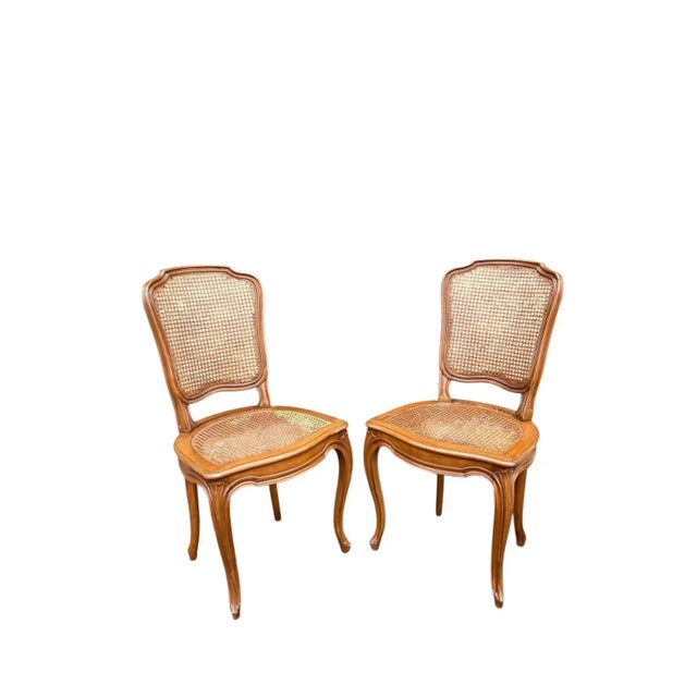 French Pair of 1960s French Cane-Back Accent Chairs For Sale - Image 3 of 10